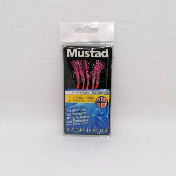 Mustad Fluo Pink Flasher Rig sea fishing rig with 5 hooks