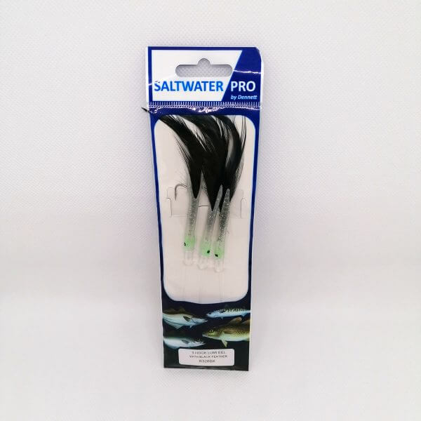 Saltwater Pro Luminous Eel With Black Feather Fishing Rig
