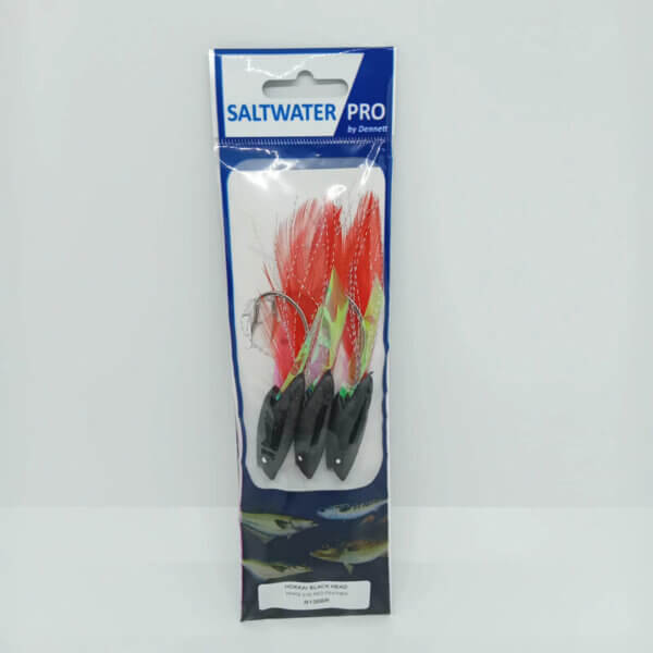 Saltwater Pro 3 Hook Black and Red Jumbo Hokkai Rigs